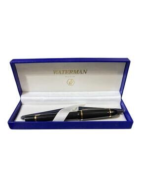 Waterman Phileas Fountain Pen Black Lacquer Gold Trim Medium With Box